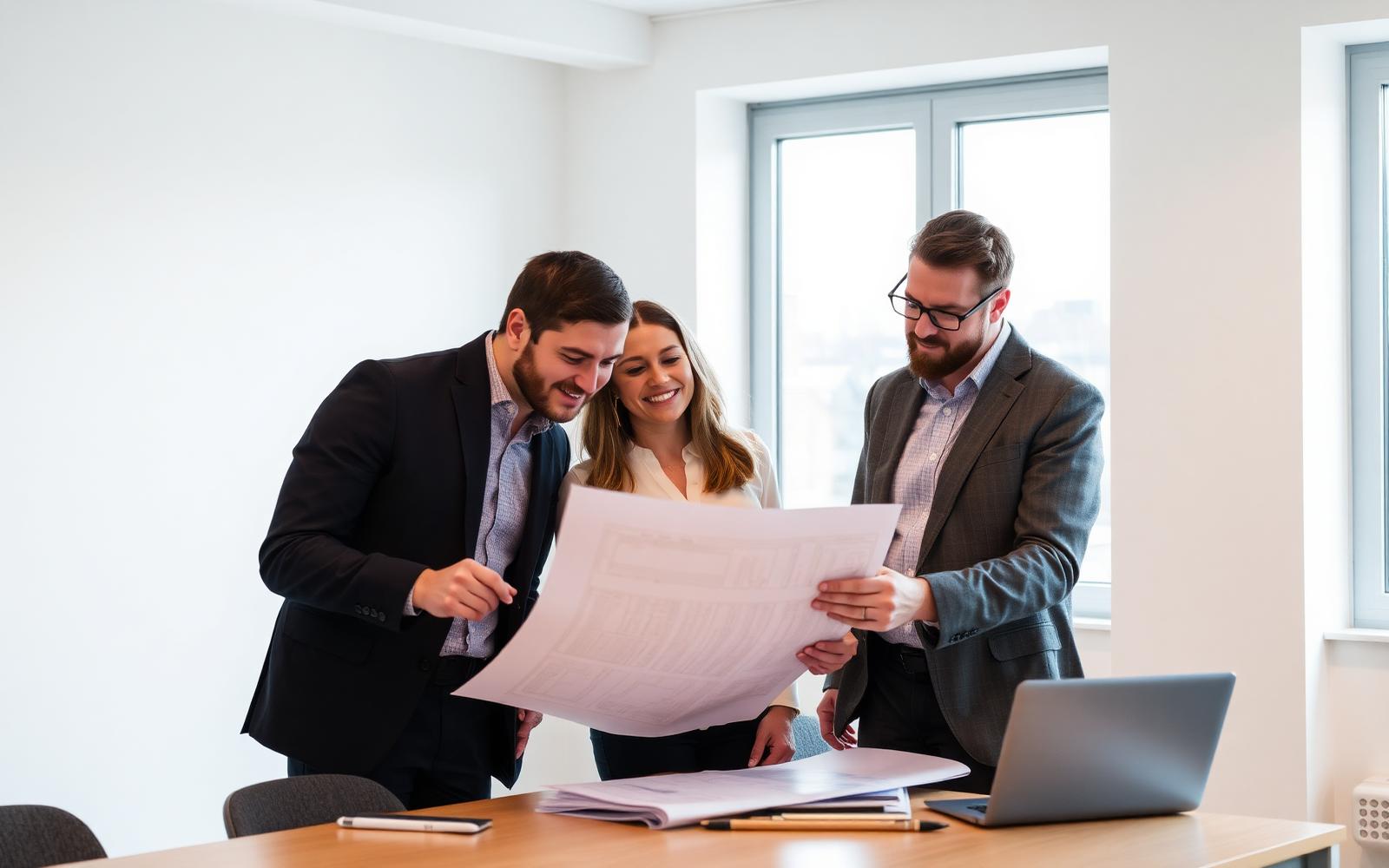 Braithwaite Energy consultants reviewing commercial building drawings